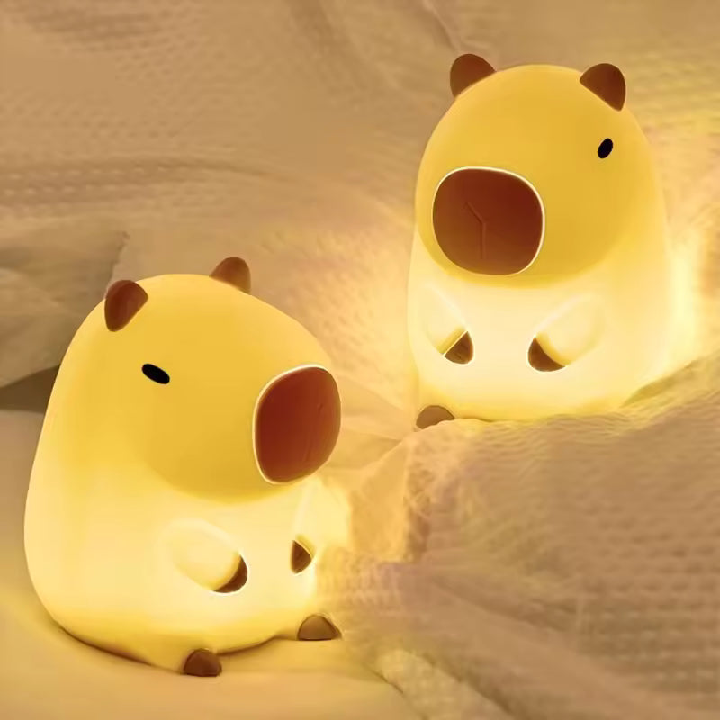 Cute Pet Capybara Night Light Cute Cartoon Silicone Creative Bedside Sleep Night Lamp For Children's Room Decor Birthday gift