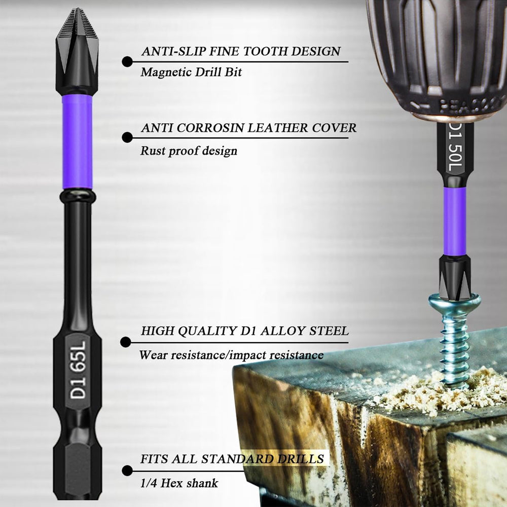 6 Pcs Magnetic Screwdriver Bits Non-slip Shockproof Phillips Impact Bits Hex Shank Alloy Steel Bits Suitable for Power Tools