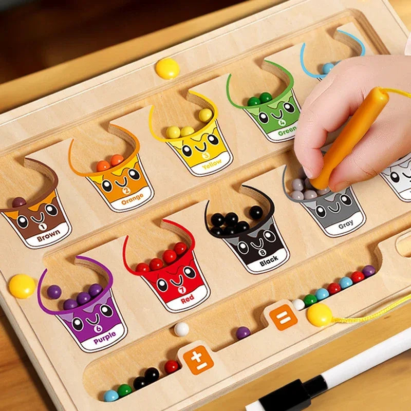 2 in 1 Magnetic Color Sorting Maze & Drawing Board Toddler Montessori Toys Number Matching Learning
