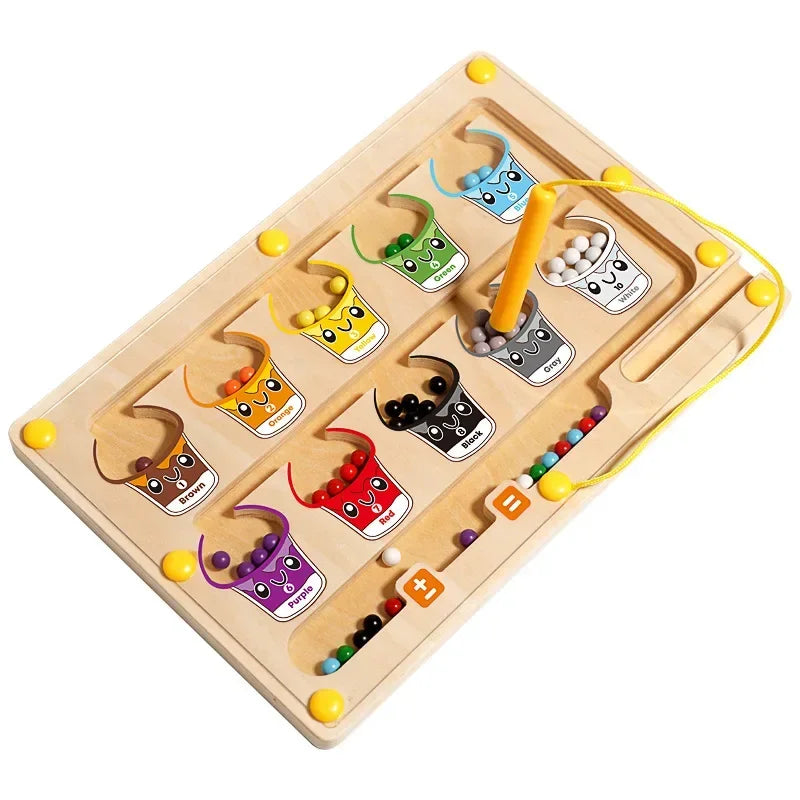 2 in 1 Magnetic Color Sorting Maze & Drawing Board Toddler Montessori Toys Number Matching Learning