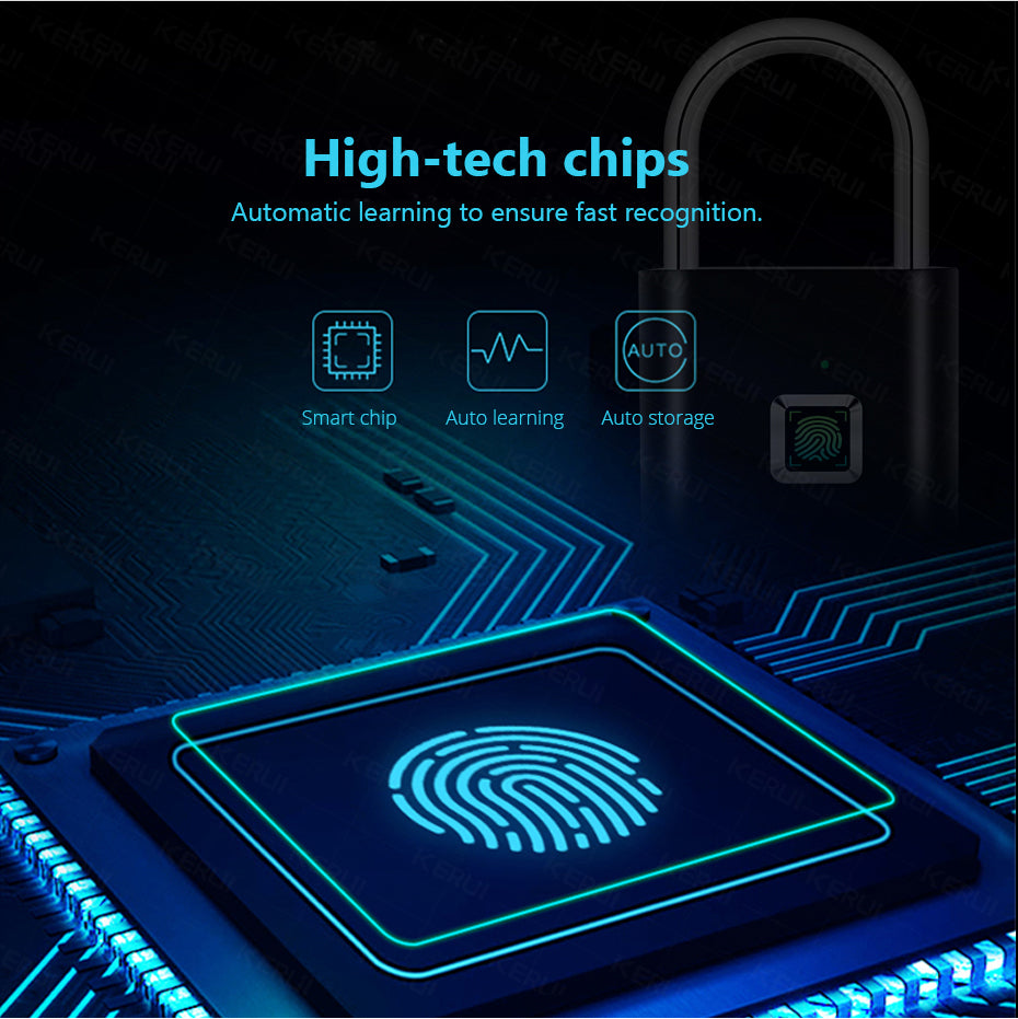 Smart Fingerprint Padlock – Waterproof Biometric Security Lock