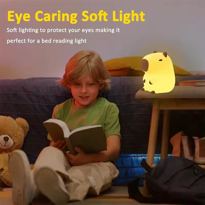 Cute Pet Capybara Night Light Cute Cartoon Silicone Creative Bedside Sleep Night Lamp For Children's Room Decor Birthday gift